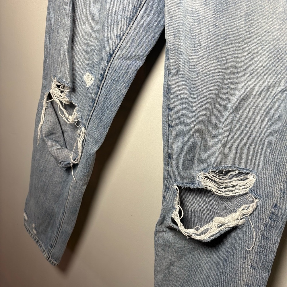Pistola Jeans Sz 27 Distressed Light Wash Denim High Rise Straight Leg Raw Hem - Picture 3 of 11
